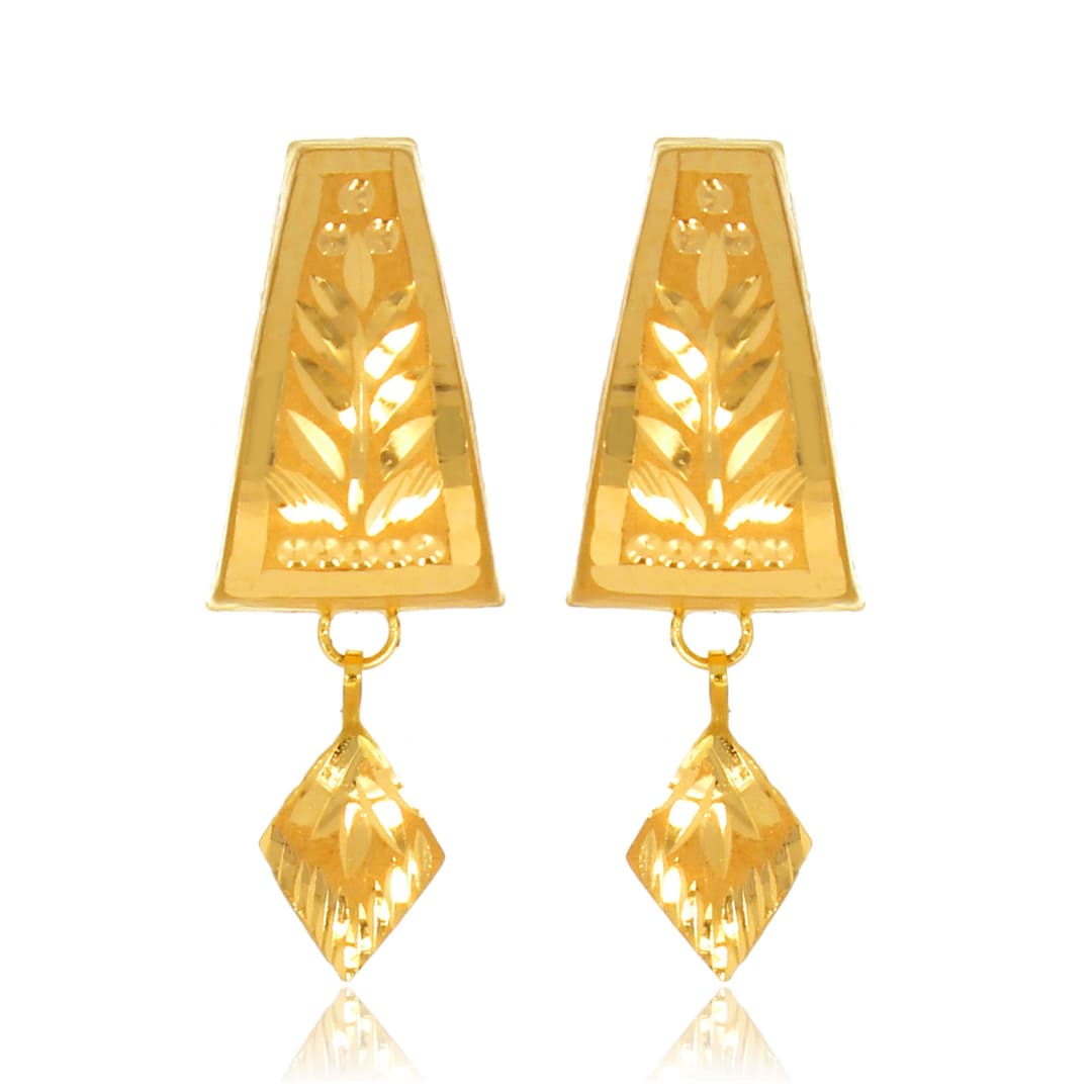 Leaf Chillai Gold Drop Earrings for Stylish Fashionistas