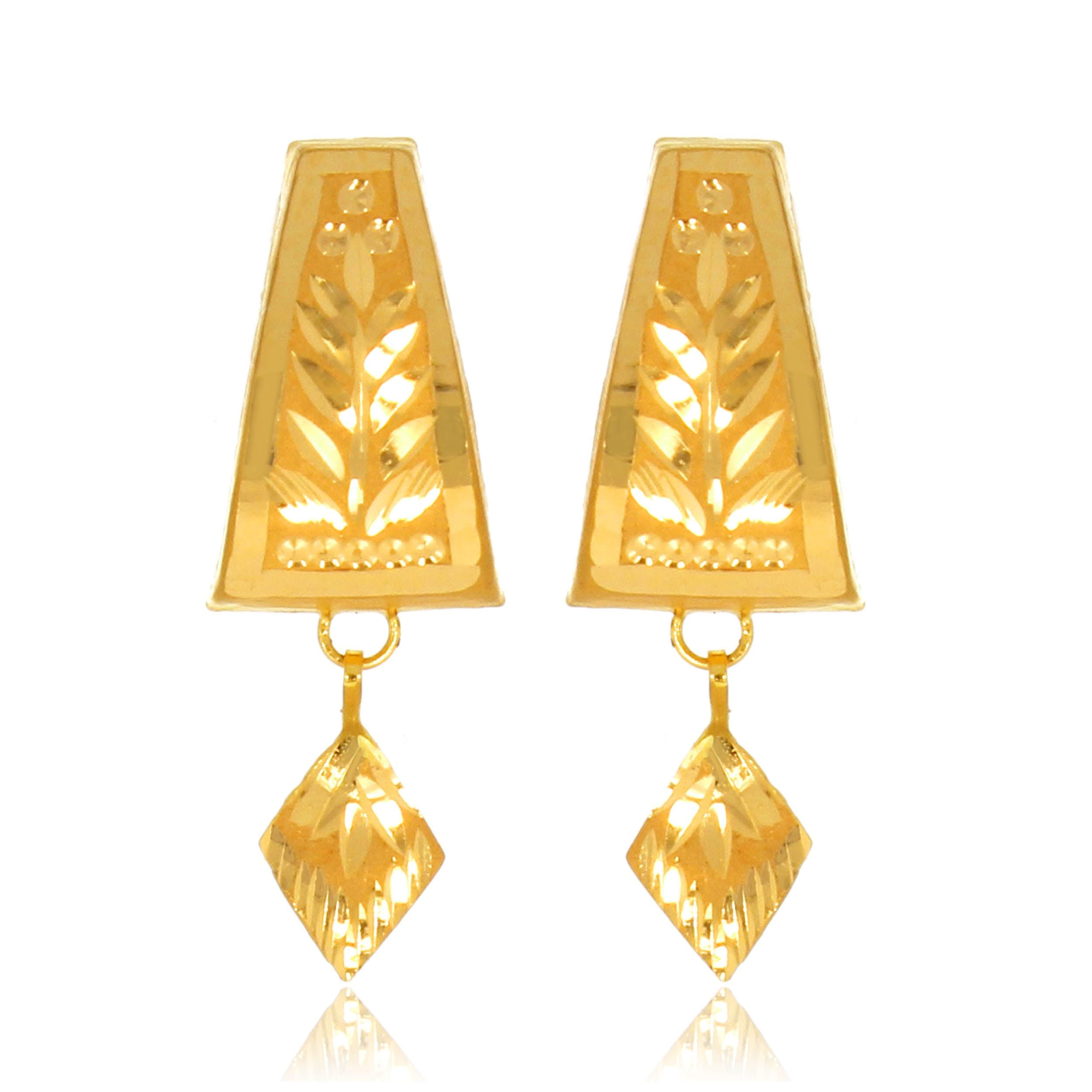 Leaf Chillai Gold Drop Earrings for Stylish Fashionistas
