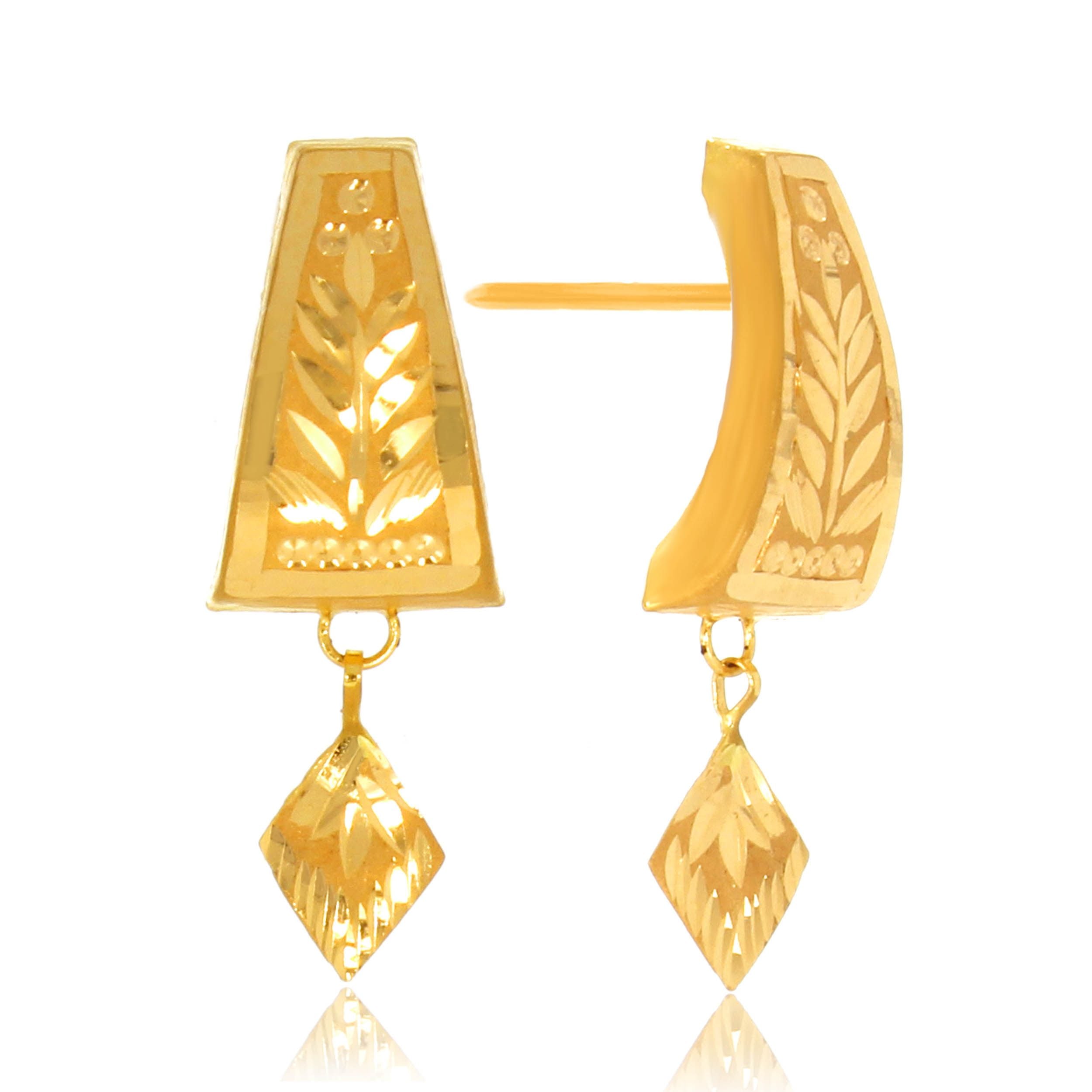Leaf Chillai Gold Drop Earrings for Stylish Fashionistas