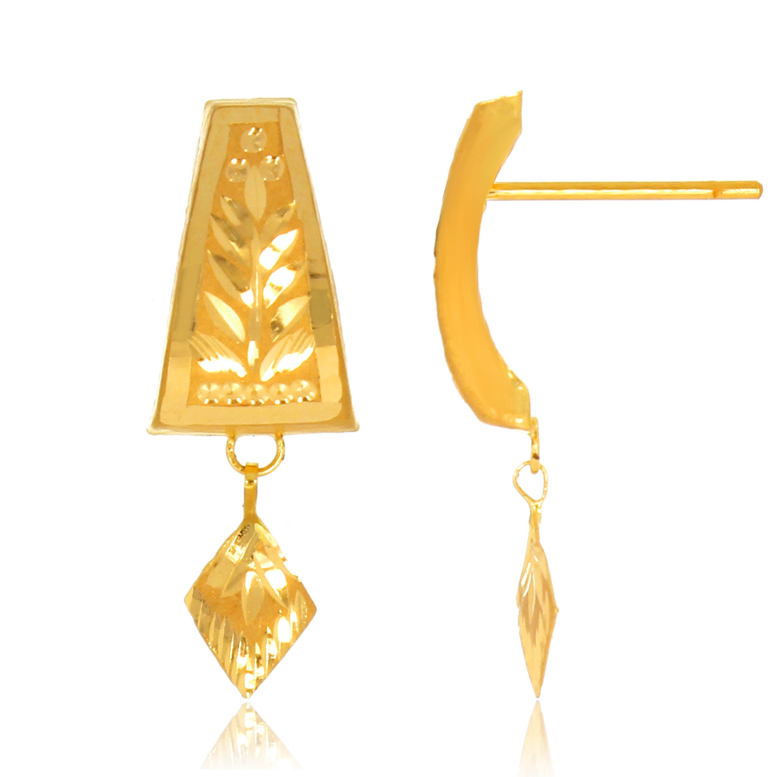 Leaf Chillai Gold Drop Earrings for Stylish Fashionistas