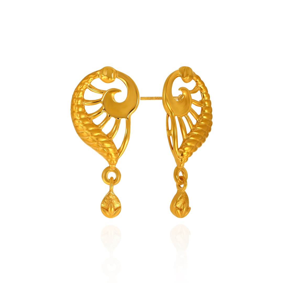 Elegant Regal Crest Gold Drop Earrings - Perfect for Any Occasion