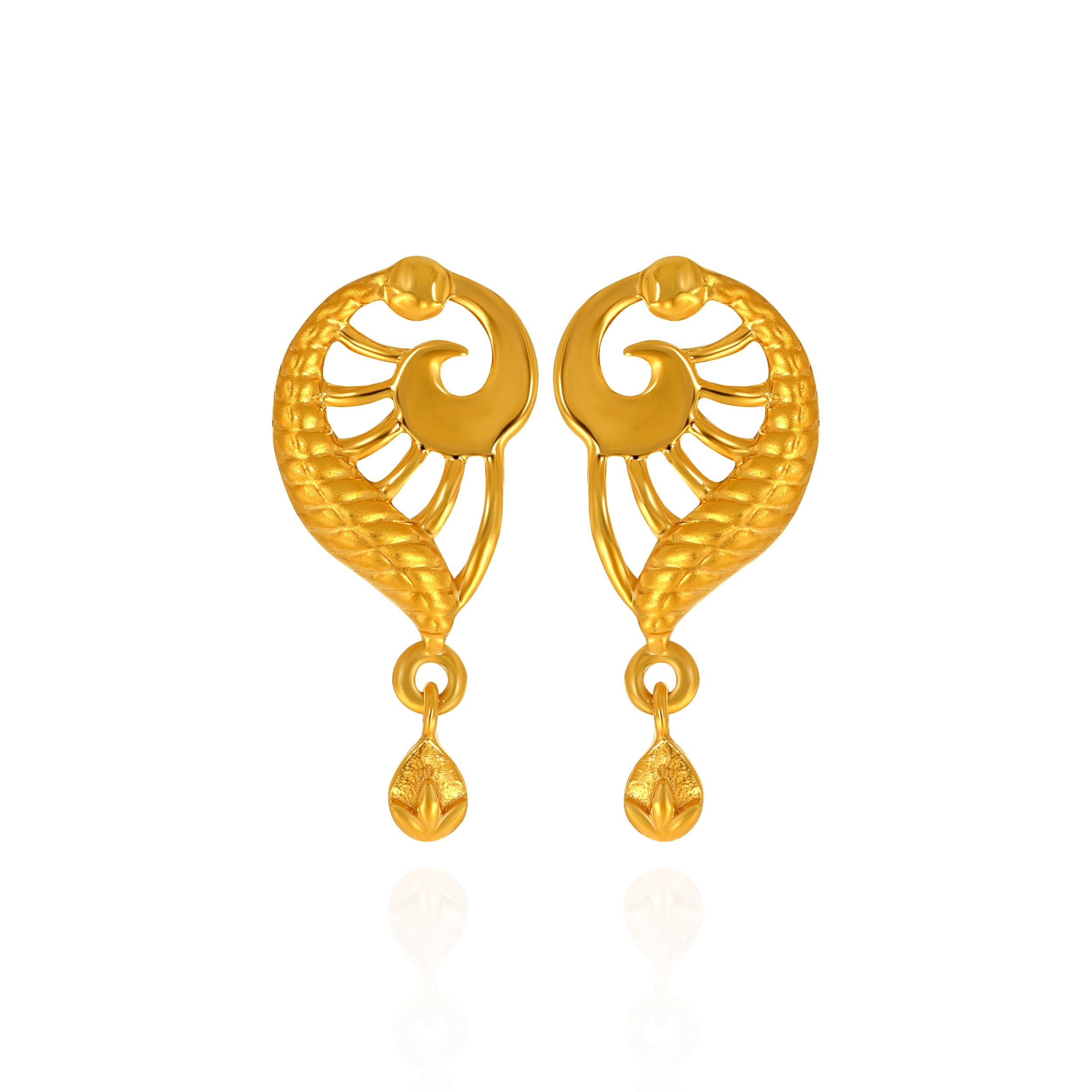 Elegant Regal Crest Gold Drop Earrings - Perfect for Any Occasion