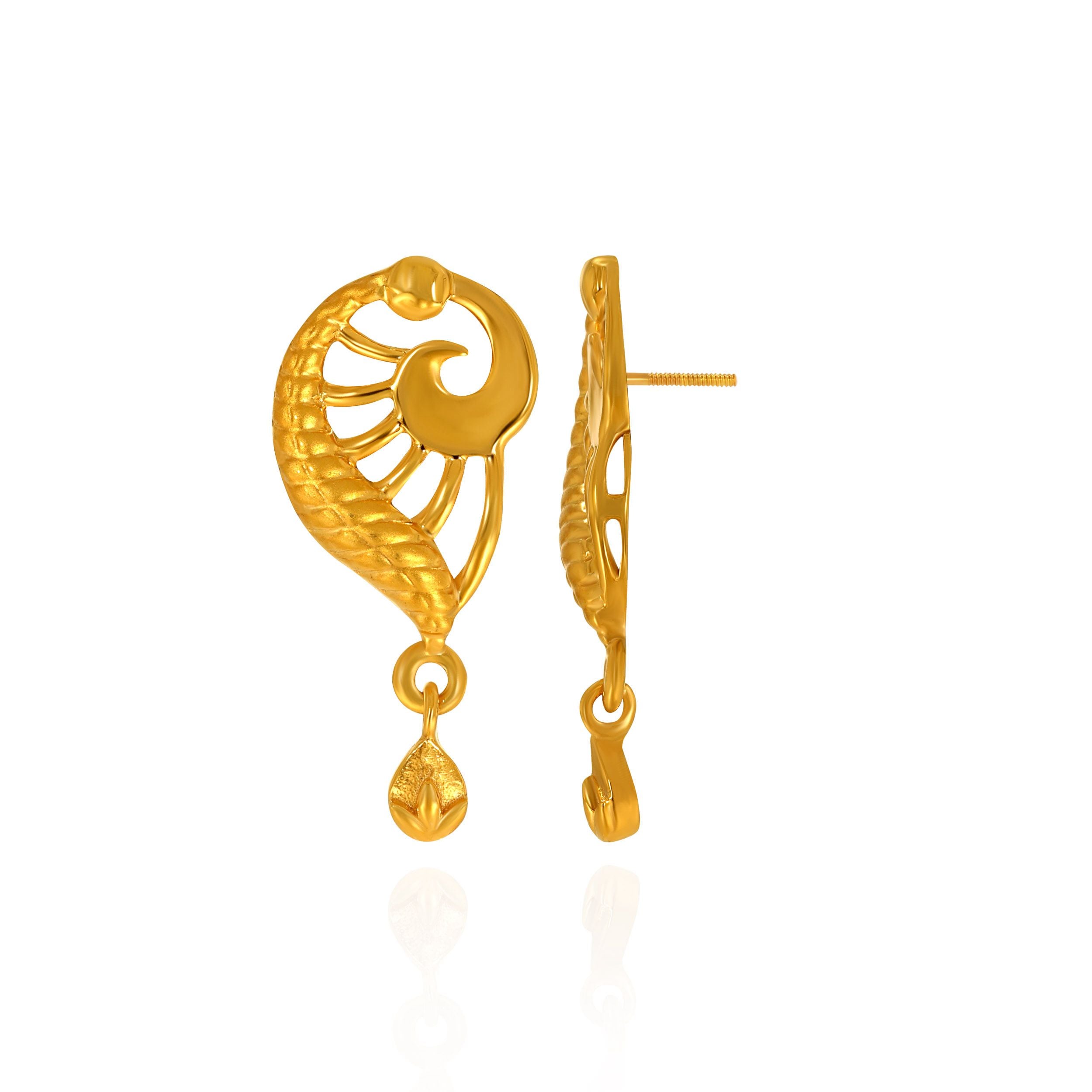 Elegant Regal Crest Gold Drop Earrings - Perfect for Any Occasion