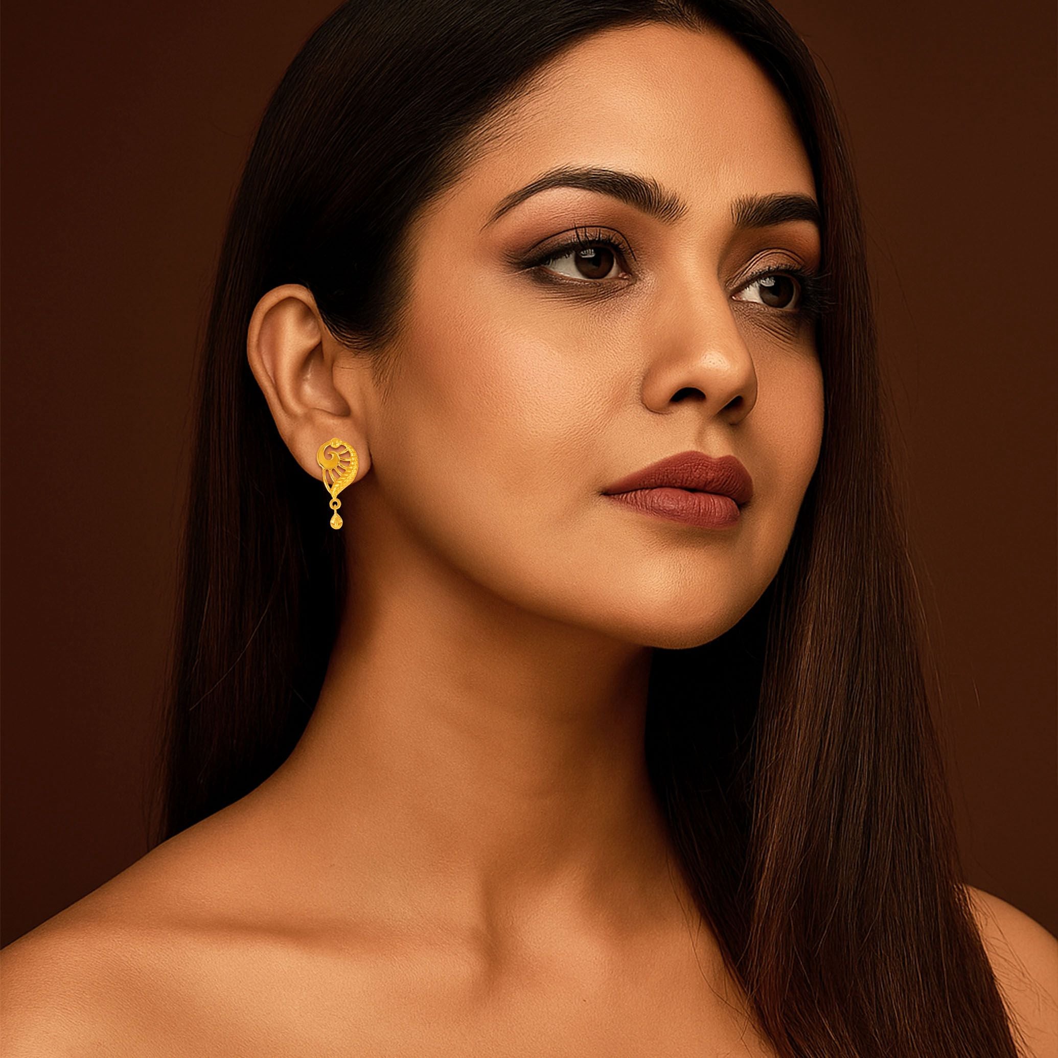 Elegant Regal Crest Gold Drop Earrings - Perfect for Any Occasion